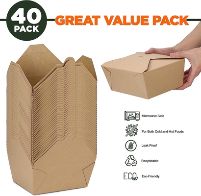 Microwavable Folded Lunch Meal Food Box Kraft Paper Take Out Cont