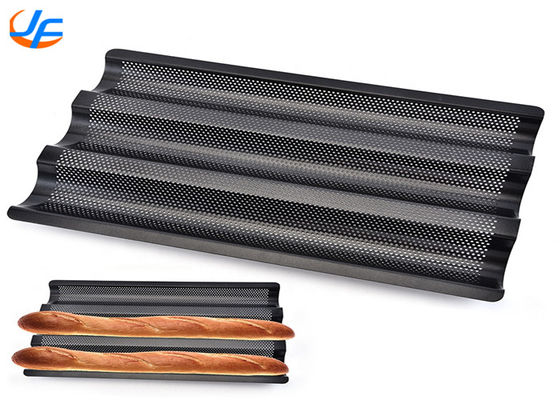 Perforated Aluminium Baking Tray / 3 Slots French Bread Pan Heat Resistant