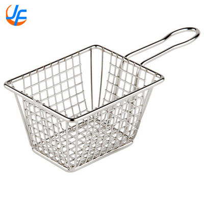Wire Mesh Deep Fat Fry Basket  / Stainless Steel Square French Fry Basket