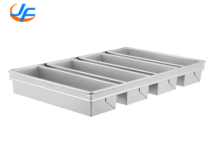 Glazed Aluminum Loaf Pans , Aluminized Steel Crimped Round 4 Loaf Bread Pan Set