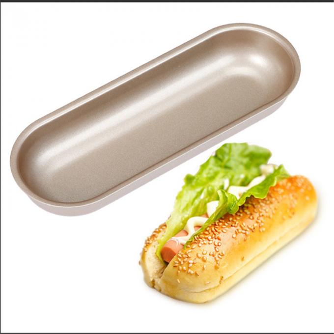 Hot Dog Bun Pan Hotdog Bread Mould Non Stick Bakeware Oval Cake Mold