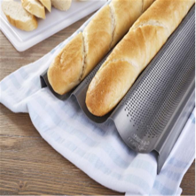 Nonstick Perforated Baguette Pan 15&quot; X 13&quot; for Bread Baking 4 Wave Loaves Loaf Bake Mold Toast Cooking Waves Steel Tray