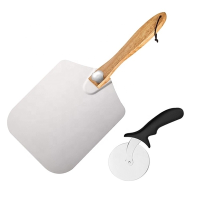 12 Inch Aluminum Pizza Shovel With Folding Handle And 10cm Pizza Wheel Cutter Set