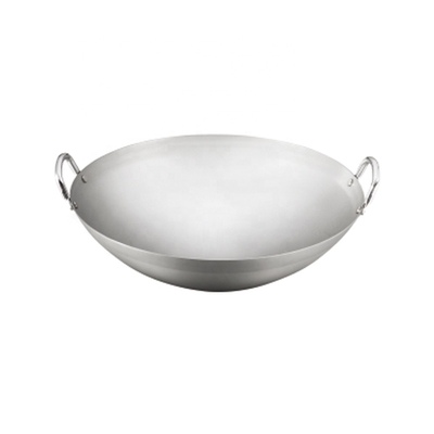 Commercial Kitchenware Cookware Carbon Steel Chinese Big Double Ear Wok For Restaurants