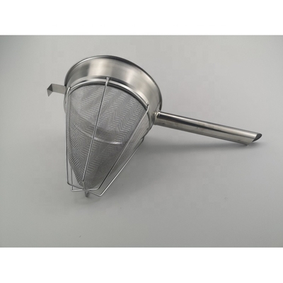 8 Inch Commercial Colander Fine Mesh Filter Stainless Steel Chinois Mesh Strainer Strengthening Rib Strainer
