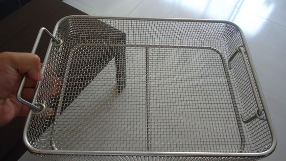 Professional Square Wire Mesh Basket Tray Electrolyzation And Polishing Surface