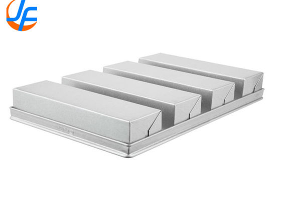 RK Bakeware China Foodservice NSF 650g 4 Strap Glazed Aluminized Steel Pullman Bread Loaf Pan 13&quot; x 4&quot; x 4&quot;