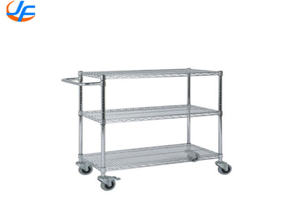 Moving 3 Tier Stainless Steel Food Serving Trolley Cart Material Distribution Trolley