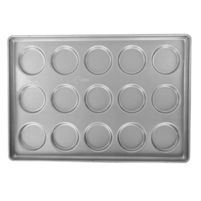 RK Bakeware China Foodservice 15 Mold Aluminized Steel Hamburger Bun Tray / Muffin Top / Cookie Baking Pan