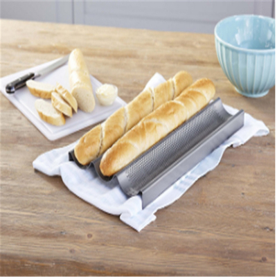 RK Bakeware China Foodservice NSF Full Size 16 Gauge 5 Row Nonstick Aluminum Baguette Bread Baking Tray