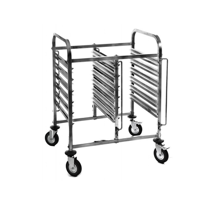 RK Bakeware China Foodservice NSF Double Line Tray Rack Trolley Stainless Steel Bakery Trolley