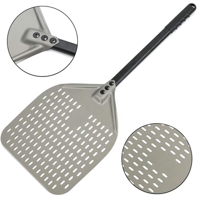 66cm Hard Anodized Aluminum Pizza Shovel 12 Inch Aluminum Pizza Peel Silver Perforated Pizza Peel