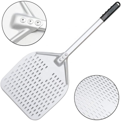 66cm Hard Anodized Aluminum Pizza Shovel 12 Inch Aluminum Pizza Peel Silver Perforated Pizza Peel