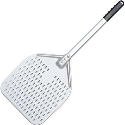 66cm Hard Anodized Aluminum Pizza Shovel 12 Inch Aluminum Pizza Peel Silver Perforated Pizza Peel