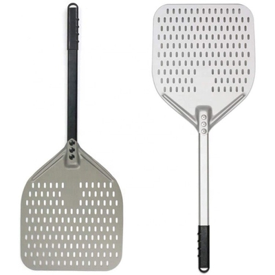 12 Inch Pizza Shovel Aluminum Pizza Turning Peel Black Hard Aluminum Perforated Detachable Pizza Peel