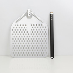 12 Inch Aluminum Pizza Turning Peel Shovel Black Hard Aluminum Perforated Detachable Pizza Peel