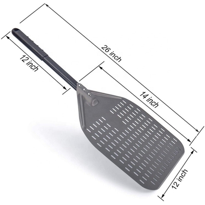 Alumina Pizza Turning Shovel 12 Inch Black Hard Aluminum Perforated Pizza Peel