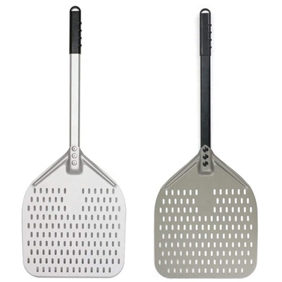 Alumina Pizza Turning Shovel 12 Inch Black Hard Aluminum Perforated Pizza Peel