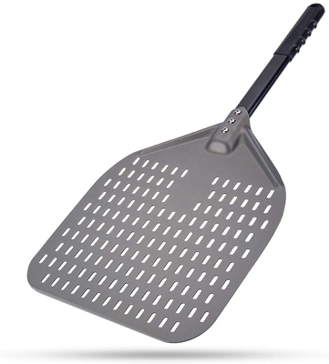 66cm Aluminum Pizza Shovel 12 Inch Aluminum Pizza Peel Black Hard Perforated