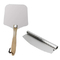 12*14 Inch Oven Square Pizza Peel Wooden Handle Aluminum Pizza Shovel With 14 Inch Stainless Steel Cutter Set