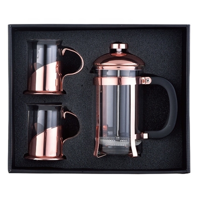 Borosilicate Glass French Press Travel Mug Rose Gold Portable 1000ml Stainless Steel French Press Coffee Makers Coffee