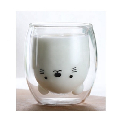 High Borosilicate Milk Mugs Tea Mugs Insulated Double Wall Bear Glass Coffee Mug