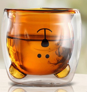 High Borosilicate Milk Mugs Tea Mugs Insulated Double Wall Bear Glass Coffee Mug