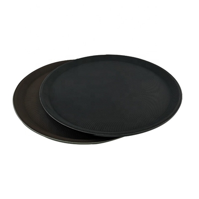 16 Inch Nonslip Round Plastic Tray Large Recycled Plastic Plates Rubber Serving Tray For Restaurant