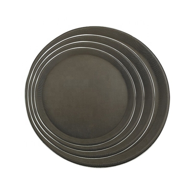 Commercial Nonslip Round Plastic Tray Large Recycled Plastic Plates Rubber Serving Tray For Bar