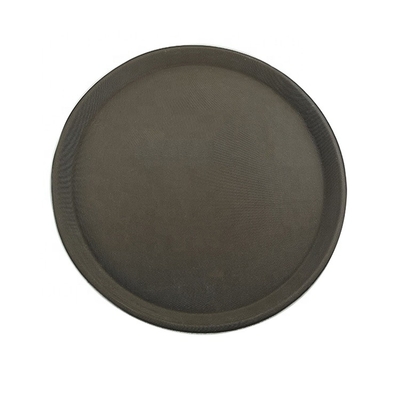 Commercial Nonslip Round Plastic Tray Large Recycled Plastic Plates Rubber Serving Tray For Bar