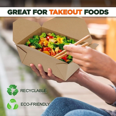 Kraft Paper Meal Food Boxes Disposable Take Out Containers Lunch