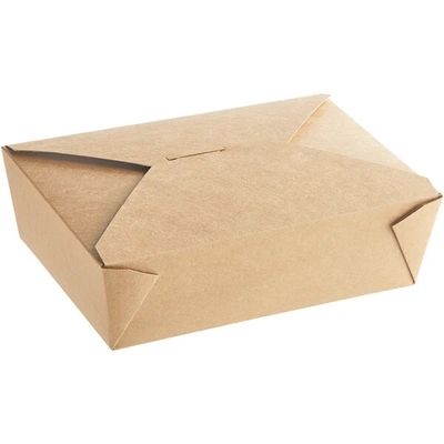 Microwavable Folded Lunch Meal Food Box Kraft Paper Take Out Cont