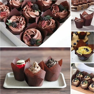 Tulip Baking Cup Paper Muffin Liner Muffin Wrap Brown Parchment