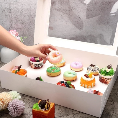 Paperboard Window Bakery Box Rectangle Cake Cardboard Treat Box With Window Baker