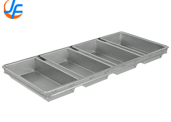 RK Bakeware China Foodservice NSF 650g 4 Strap Glazed Aluminized Steel Pullman Bread Loaf Pan 13&quot; x 4&quot; x 4&quot;