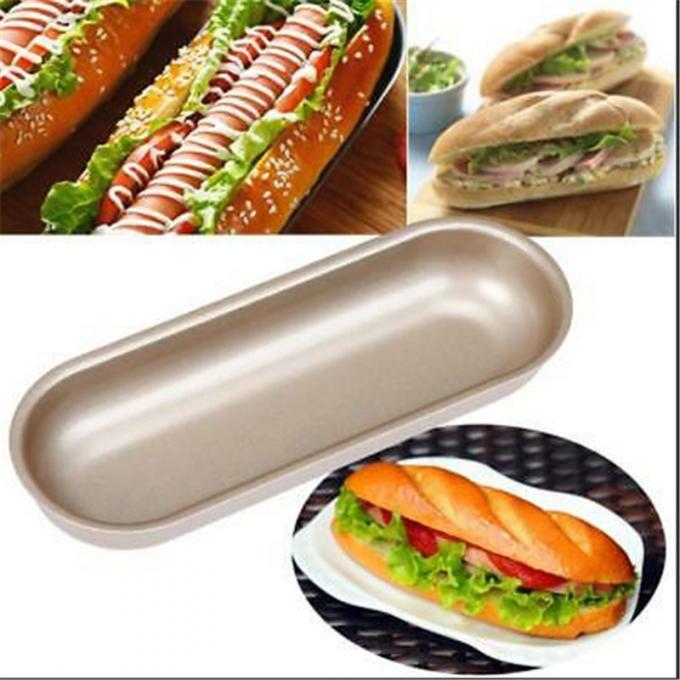 Hot Dog Bun Pan Hotdog Bread Mould Non Stick Bakeware Oval Cake Mold