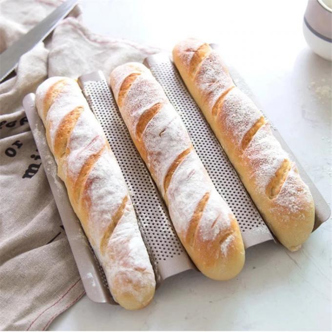 Nonstick Perforated Baguette Pan 15&quot; X 13&quot; for Bread Baking 4 Wave Loaves Loaf Bake Mold Toast Cooking Waves Steel Tray