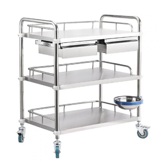 Medical Hospital Dressing Stainless Steel Trolley Surgical Trolley with Drawers