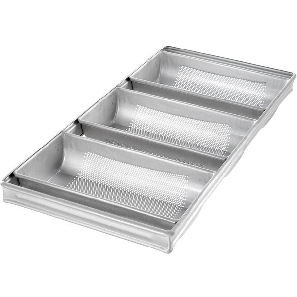 Rk Bakeware China-Foodservice 44405 Glazed 3 Strap Aluminized Steel Hearth Bread Pan